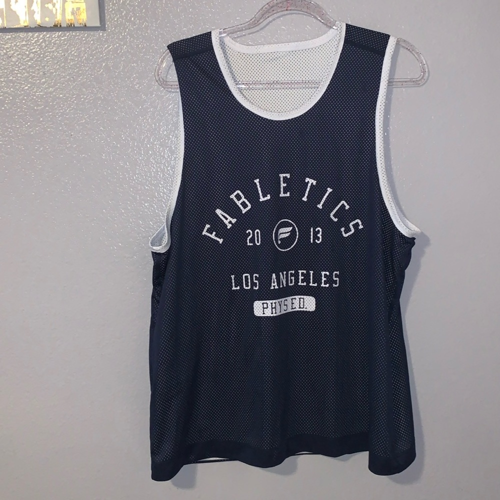 Fabletics Black and White Mesh Los Angeles Tank Jersey